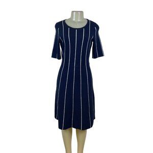 Ann Taylor Womens Navy Acrylic/Merino Wool Blend Striped Knit Dress Size S